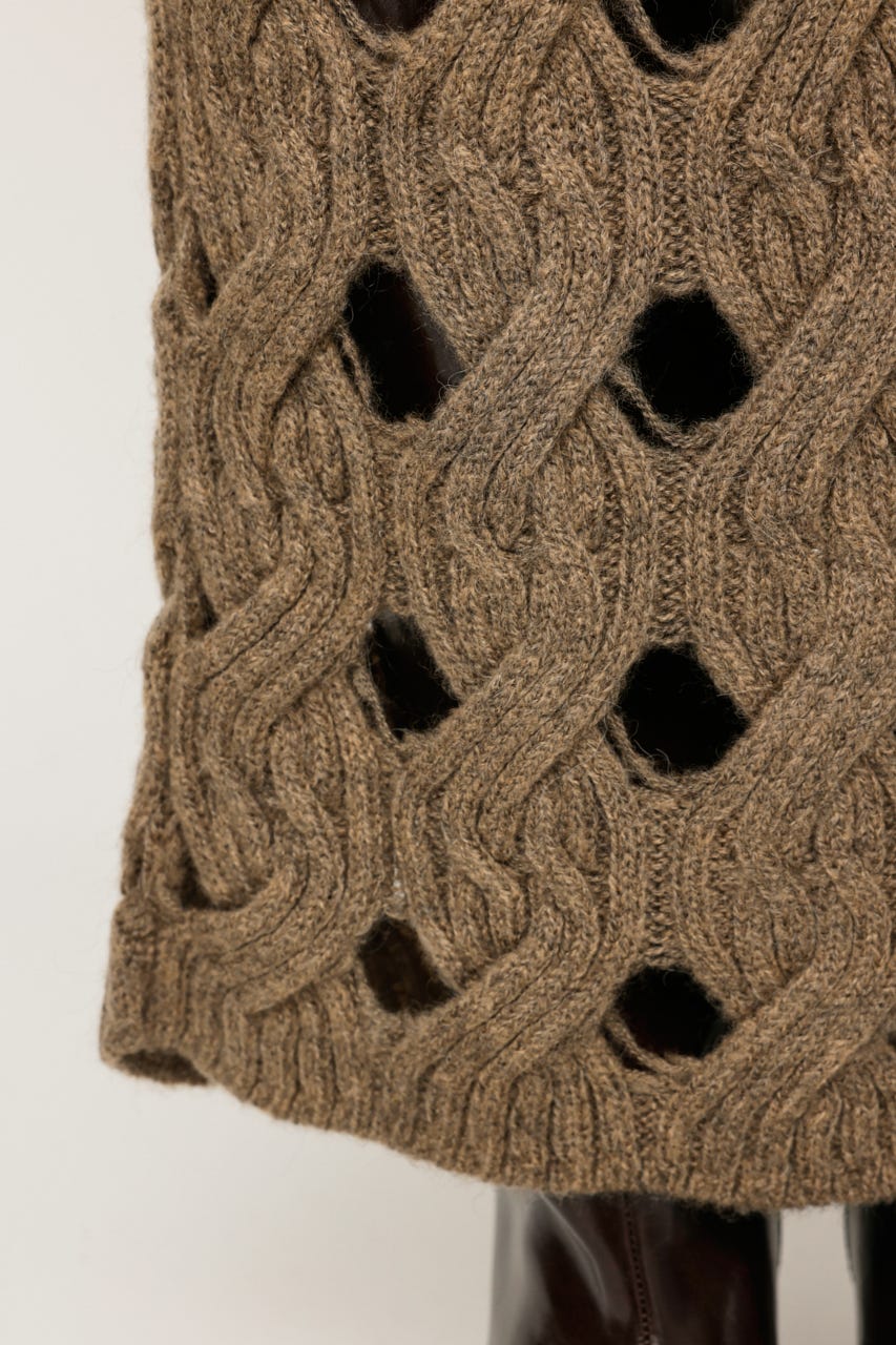 HOLE CABLE KNIT ロングスカート M/BEG FREE