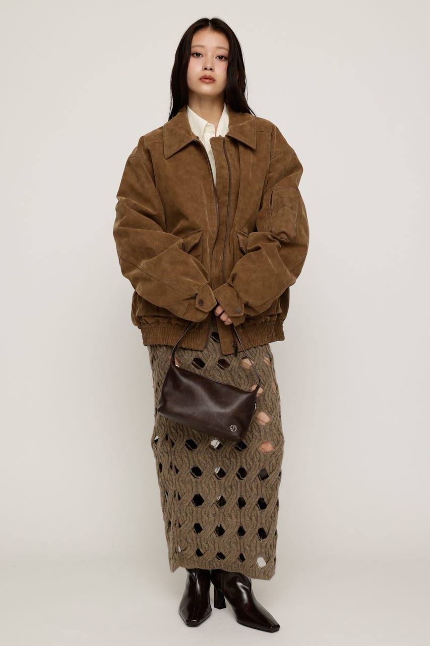 HOLE CABLE KNIT ロングスカート M/BEG FREE