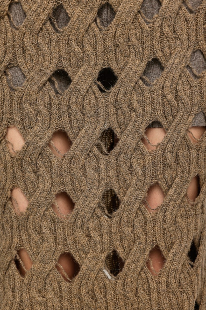 HOLE CABLE KNIT ロングスカート M/BEG FREE