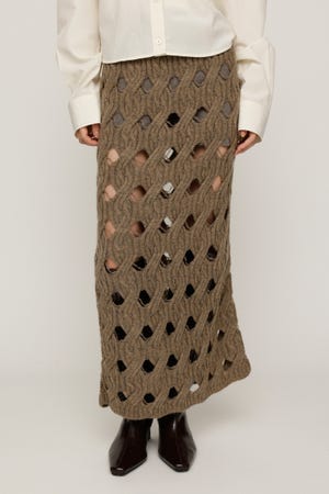 HOLE CABLE KNIT ロングスカート