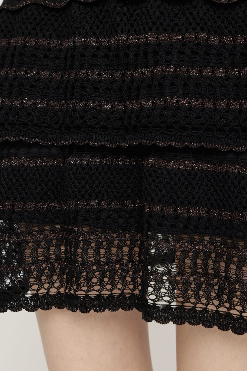 CROCHET KNIT ショートワンピース BLK FREE