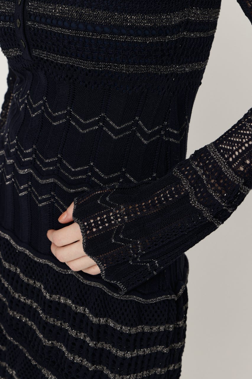 CROCHET KNIT ショートワンピース NVY FREE