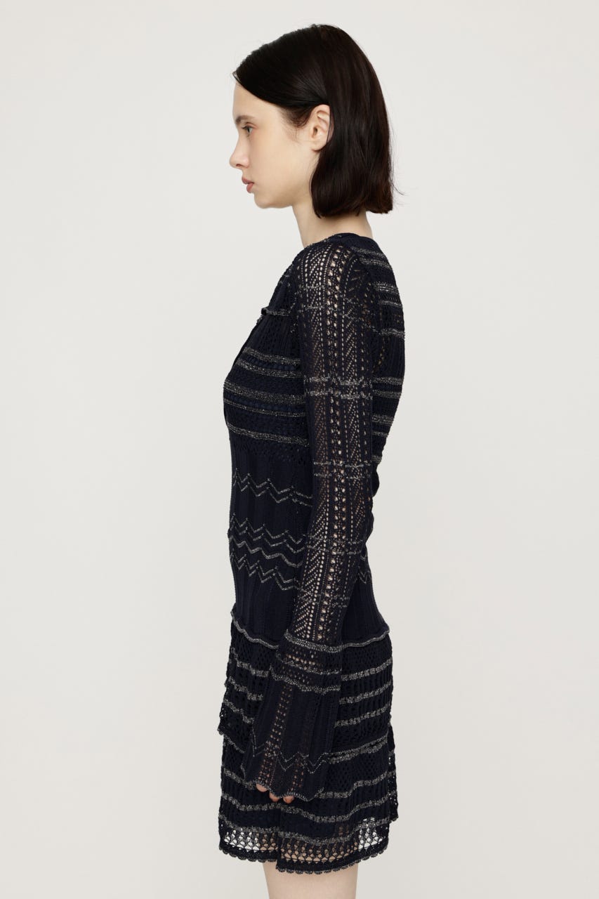 CROCHET KNIT ショートワンピース NVY FREE