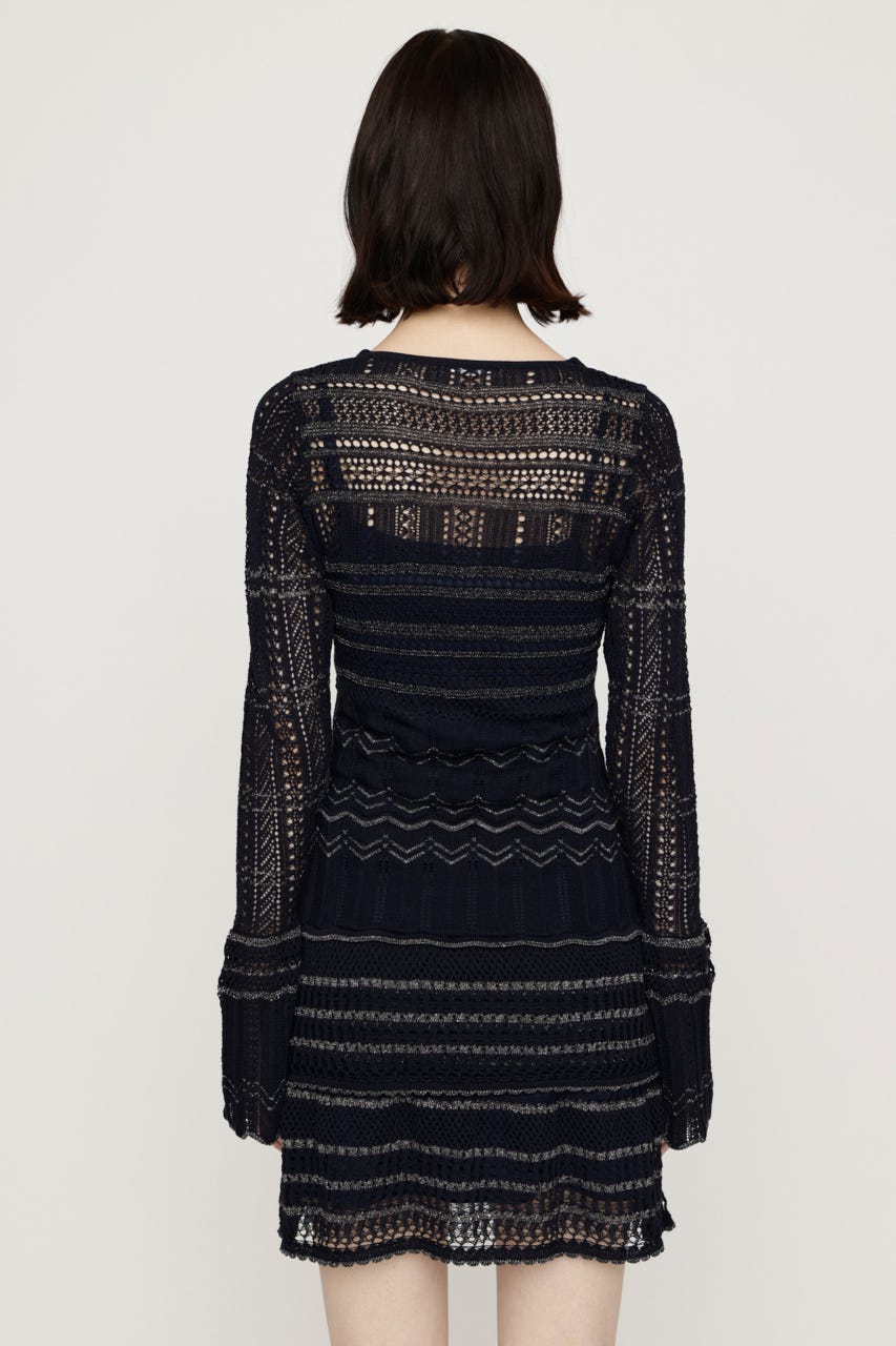 CROCHET KNIT ショートワンピース NVY FREE