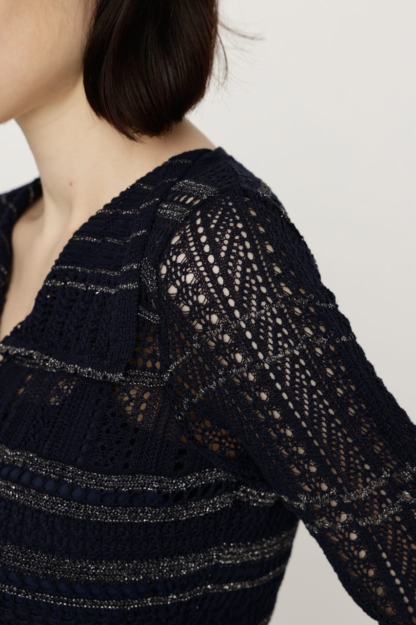 CROCHET KNIT ショートワンピース NVY FREE