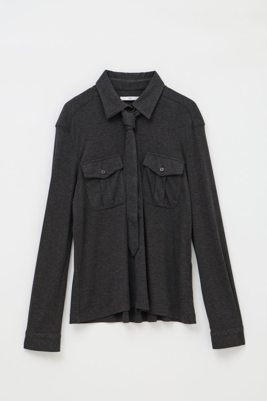 TIE SET DESIGN CUT シャツ T.GRY FREE