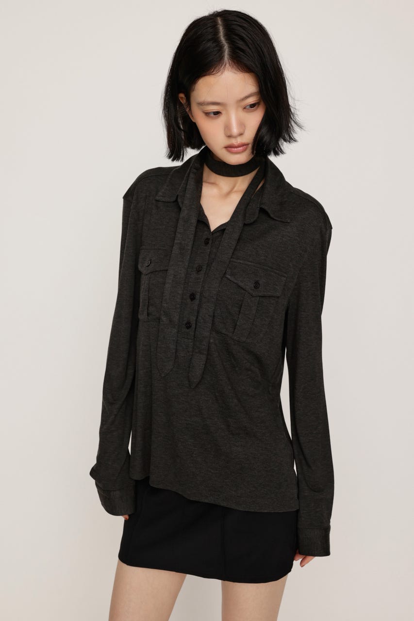 TIE SET DESIGN CUT シャツ T.GRY FREE