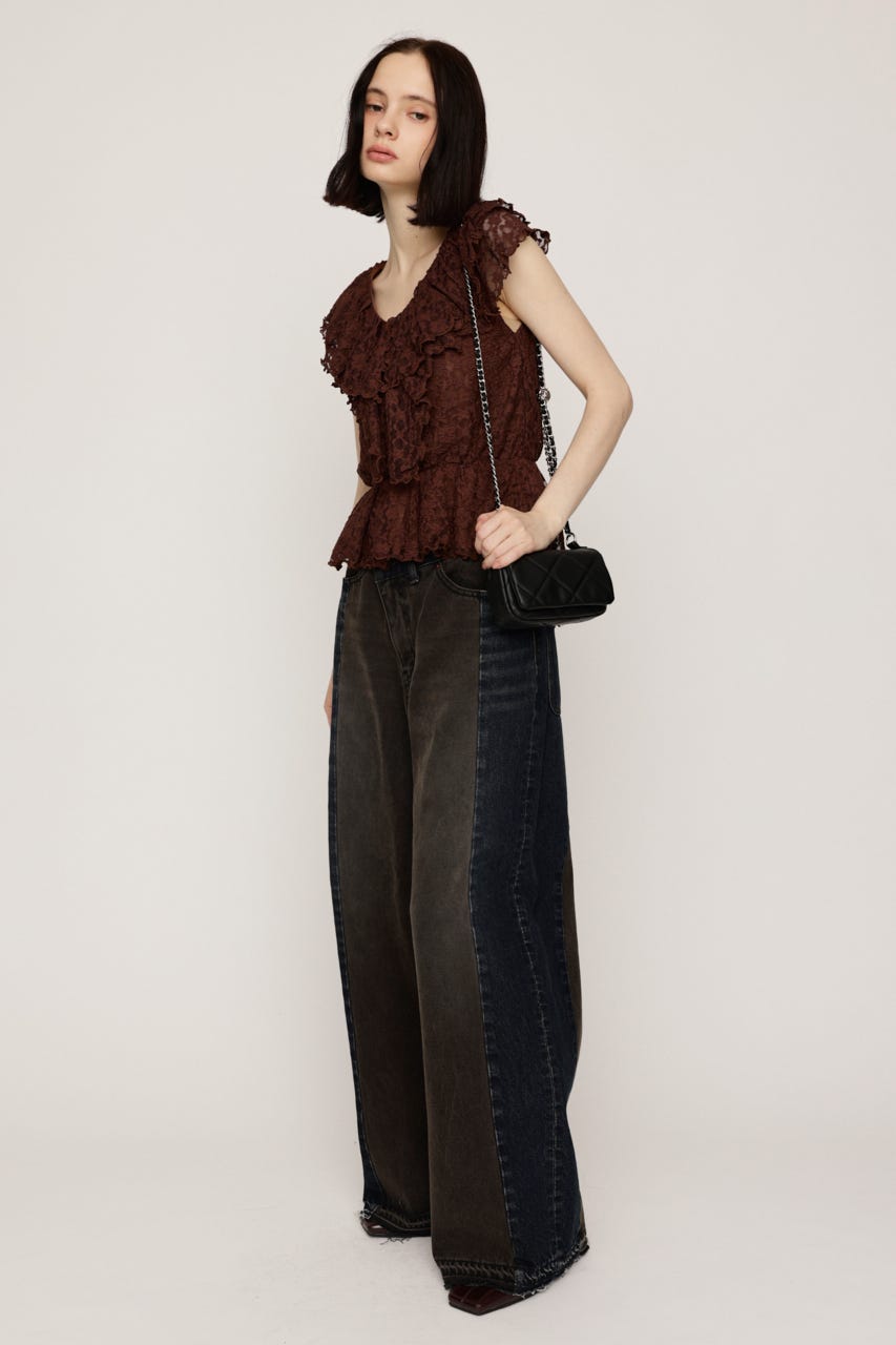 CUT LACE FRILL トップス BRN FREE