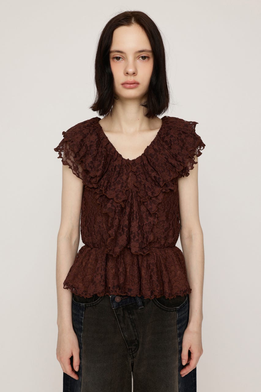 CUT LACE FRILL トップス BRN FREE