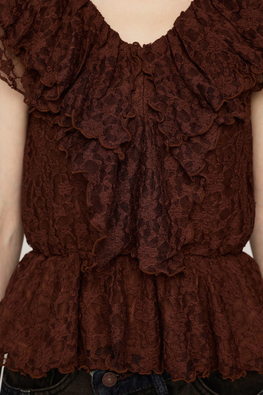 CUT LACE FRILL トップス BRN FREE