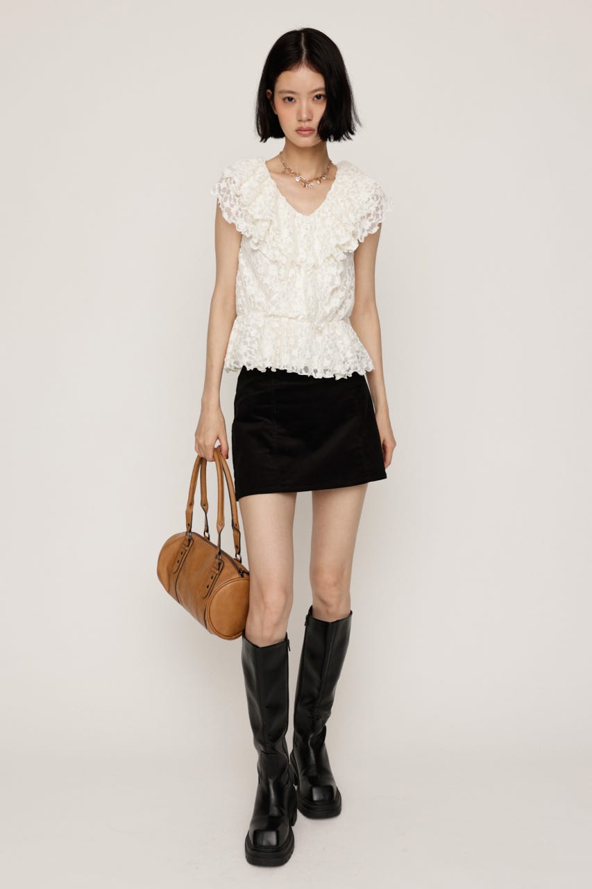 CUT LACE FRILL トップス IVOY FREE
