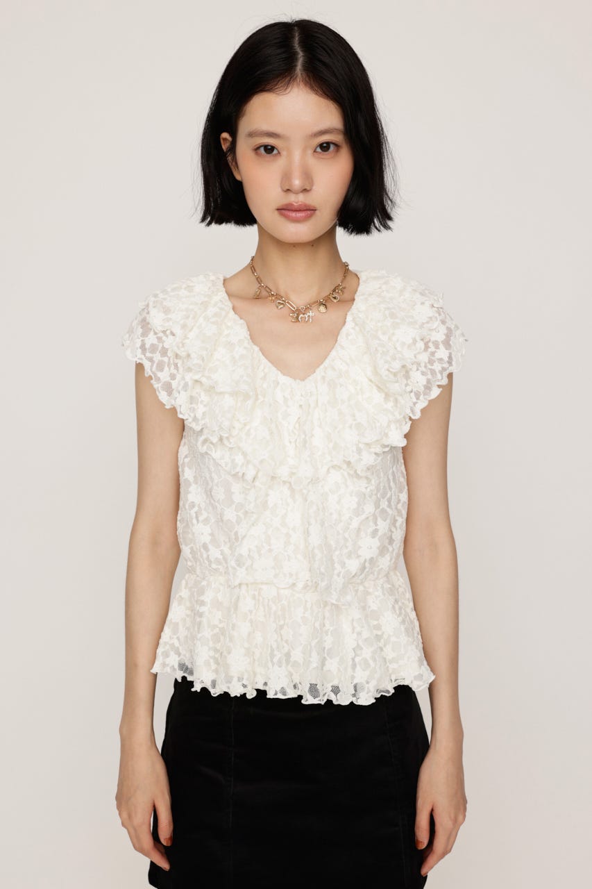 CUT LACE FRILL トップス IVOY FREE