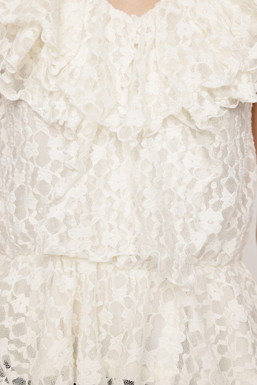 CUT LACE FRILL トップス IVOY FREE