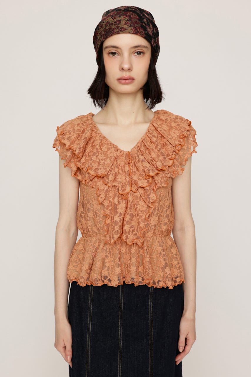 CUT LACE FRILL トップス L/ORG FREE