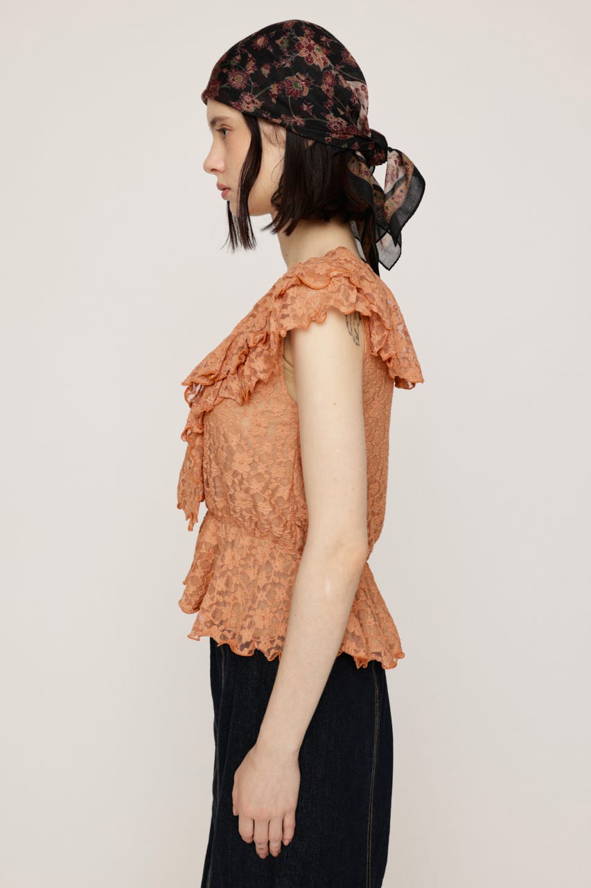 CUT LACE FRILL トップス L/ORG FREE