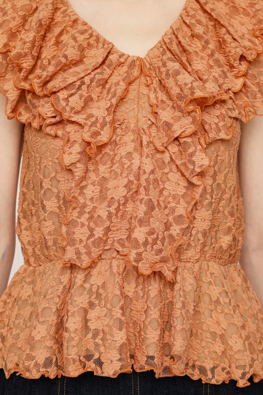 CUT LACE FRILL トップス L/ORG FREE