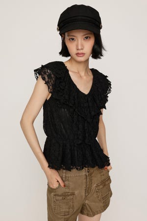 CUT LACE FRILL トップス