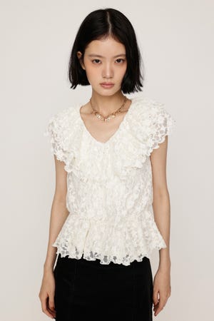 CUT LACE FRILL トップス