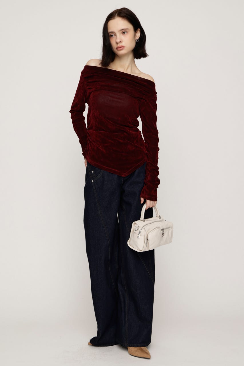 【AW PRE ORDER 第2弾】OFF SHOULDER VELOUR トップス D/RED FREE
