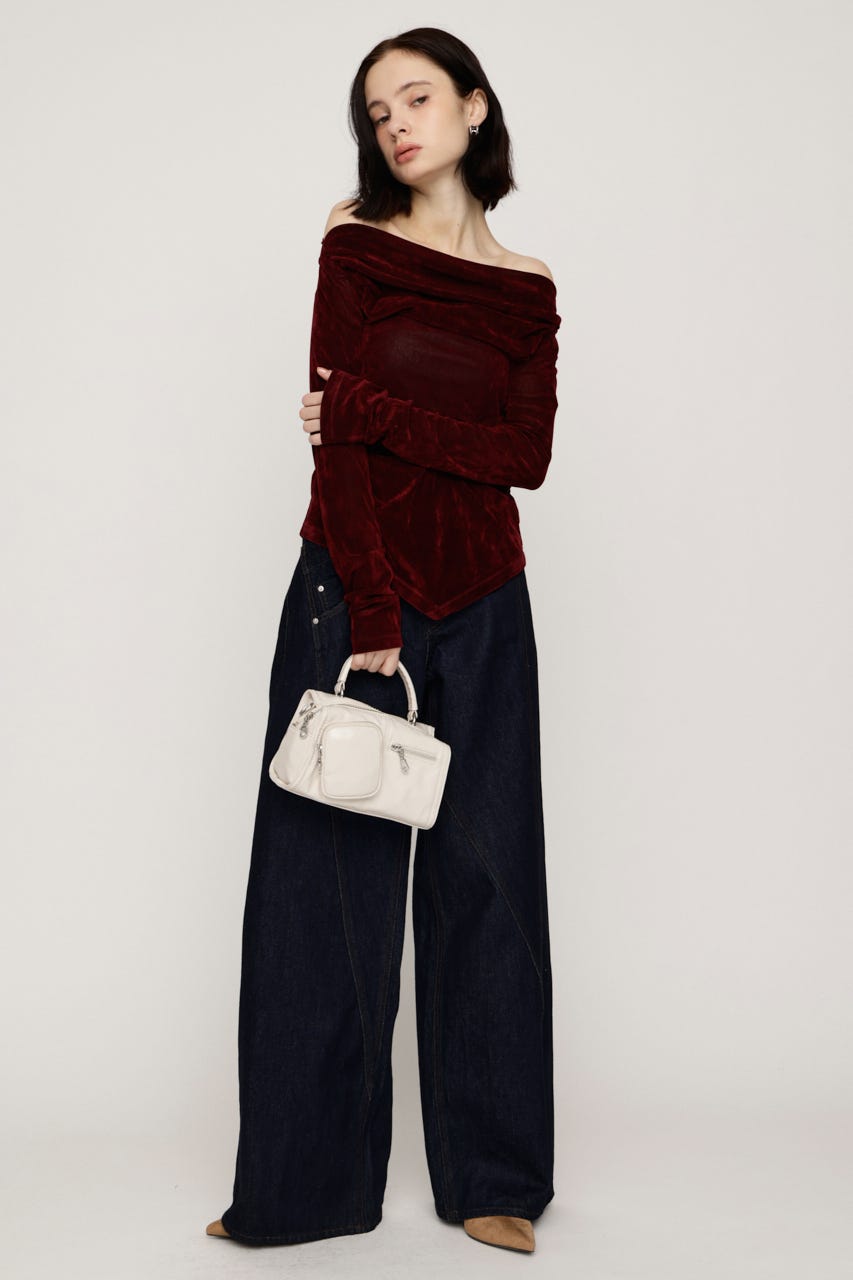【AW PRE ORDER 第2弾】OFF SHOULDER VELOUR トップス D/RED FREE