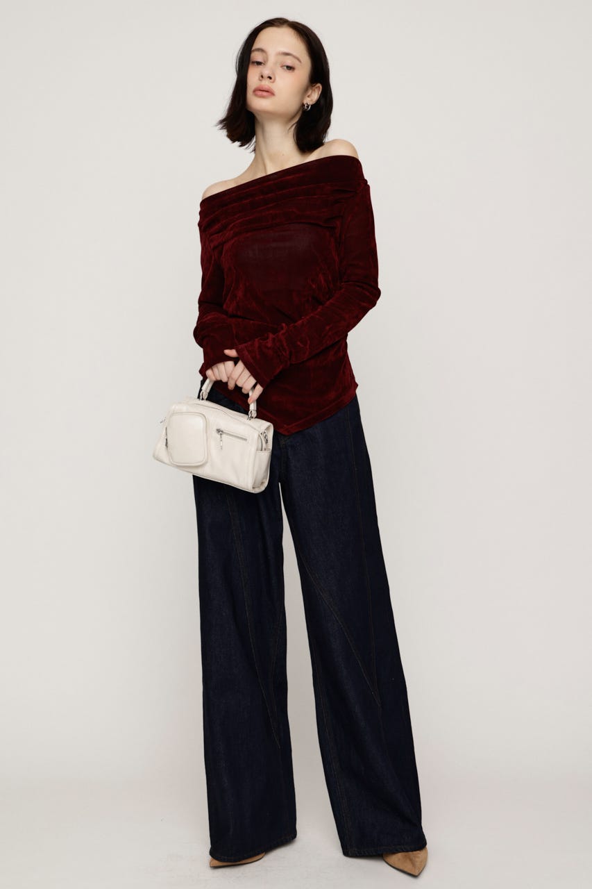 【AW PRE ORDER 第2弾】OFF SHOULDER VELOUR トップス D/RED FREE
