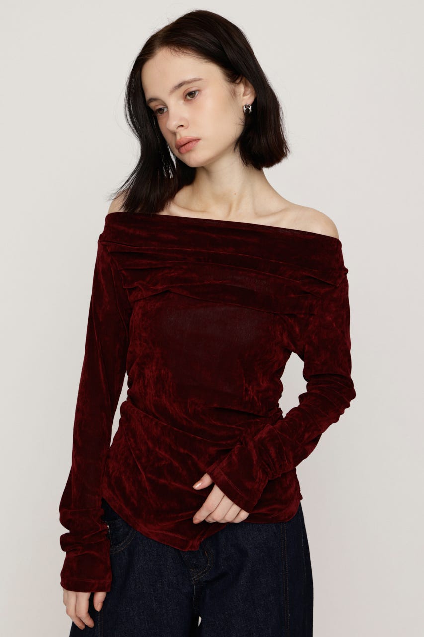 【AW PRE ORDER 第2弾】OFF SHOULDER VELOUR トップス D/RED FREE