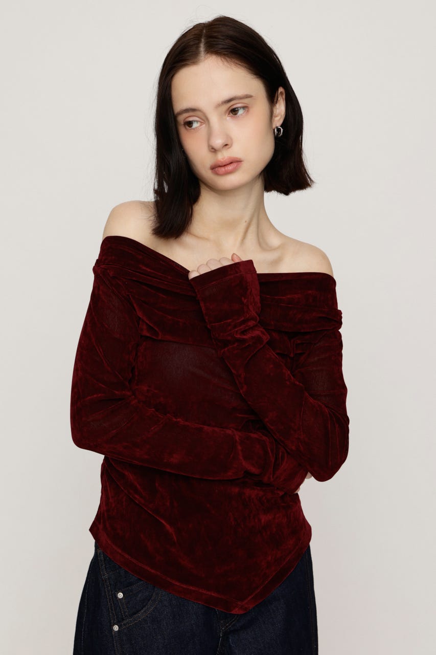 【AW PRE ORDER 第2弾】OFF SHOULDER VELOUR トップス D/RED FREE
