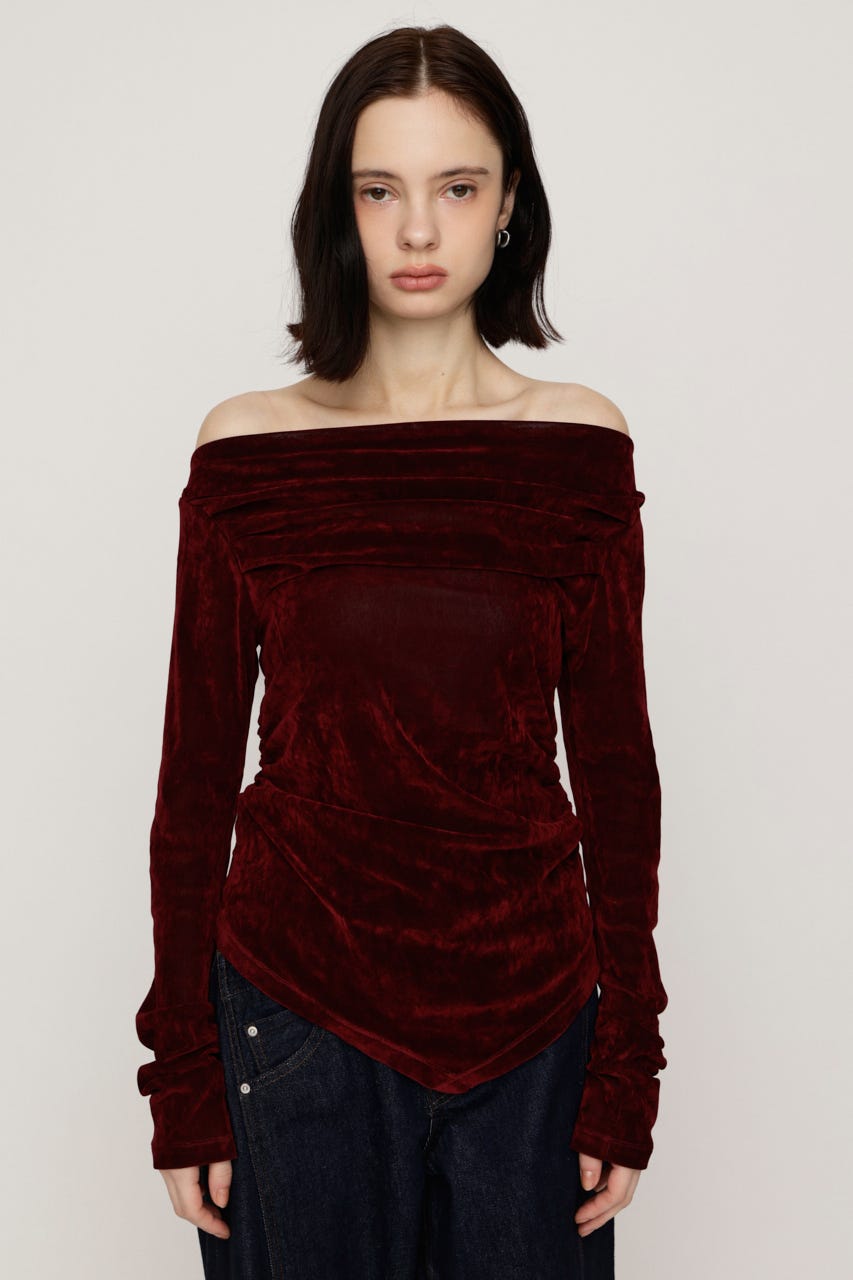 【AW PRE ORDER 第2弾】OFF SHOULDER VELOUR トップス D/RED FREE