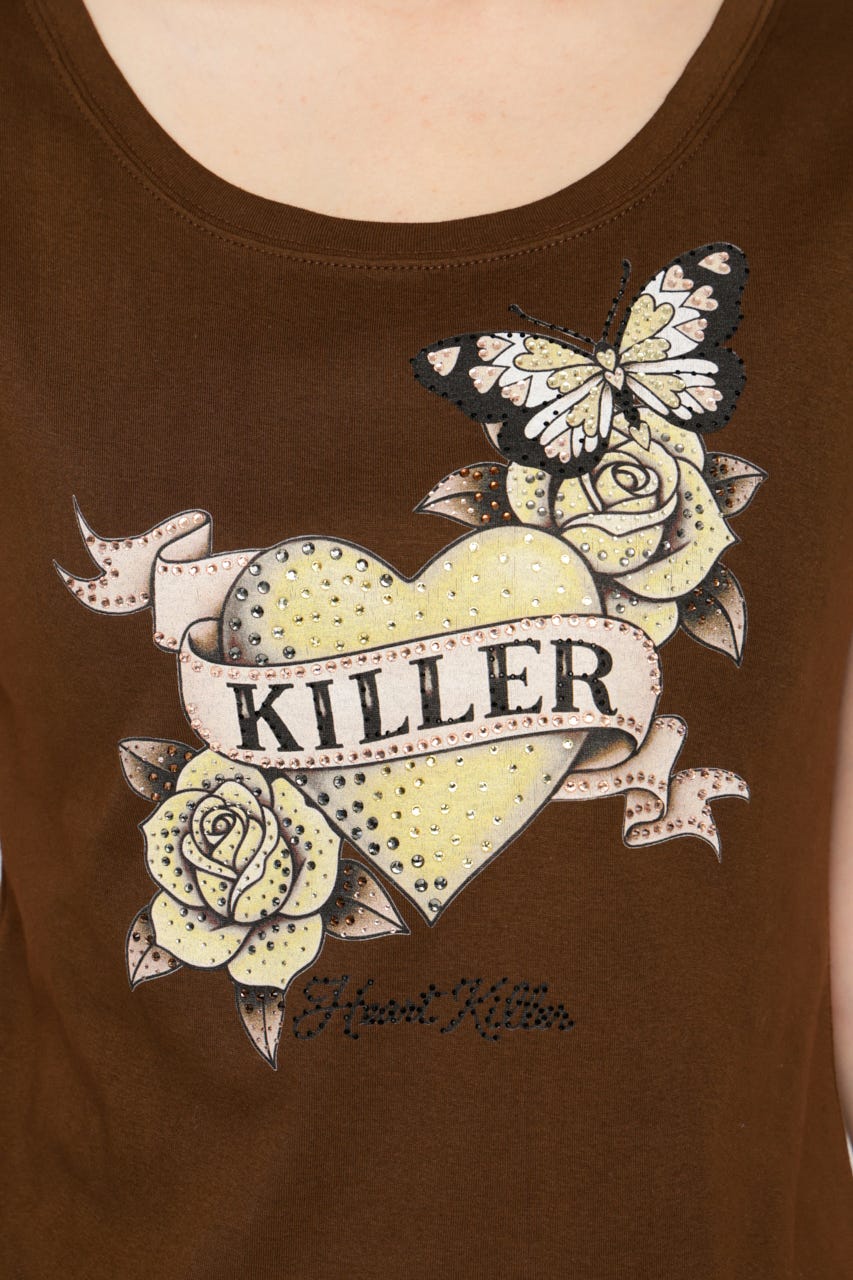 HEART PRINT CUT トップス BRN FREE