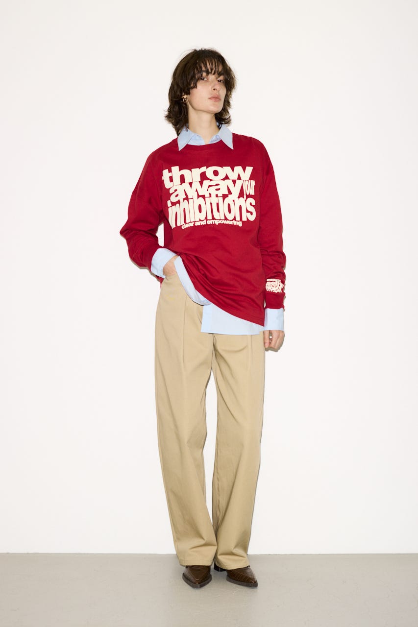 【THROW】ESQWE LOGO L／S トップス RED FREE