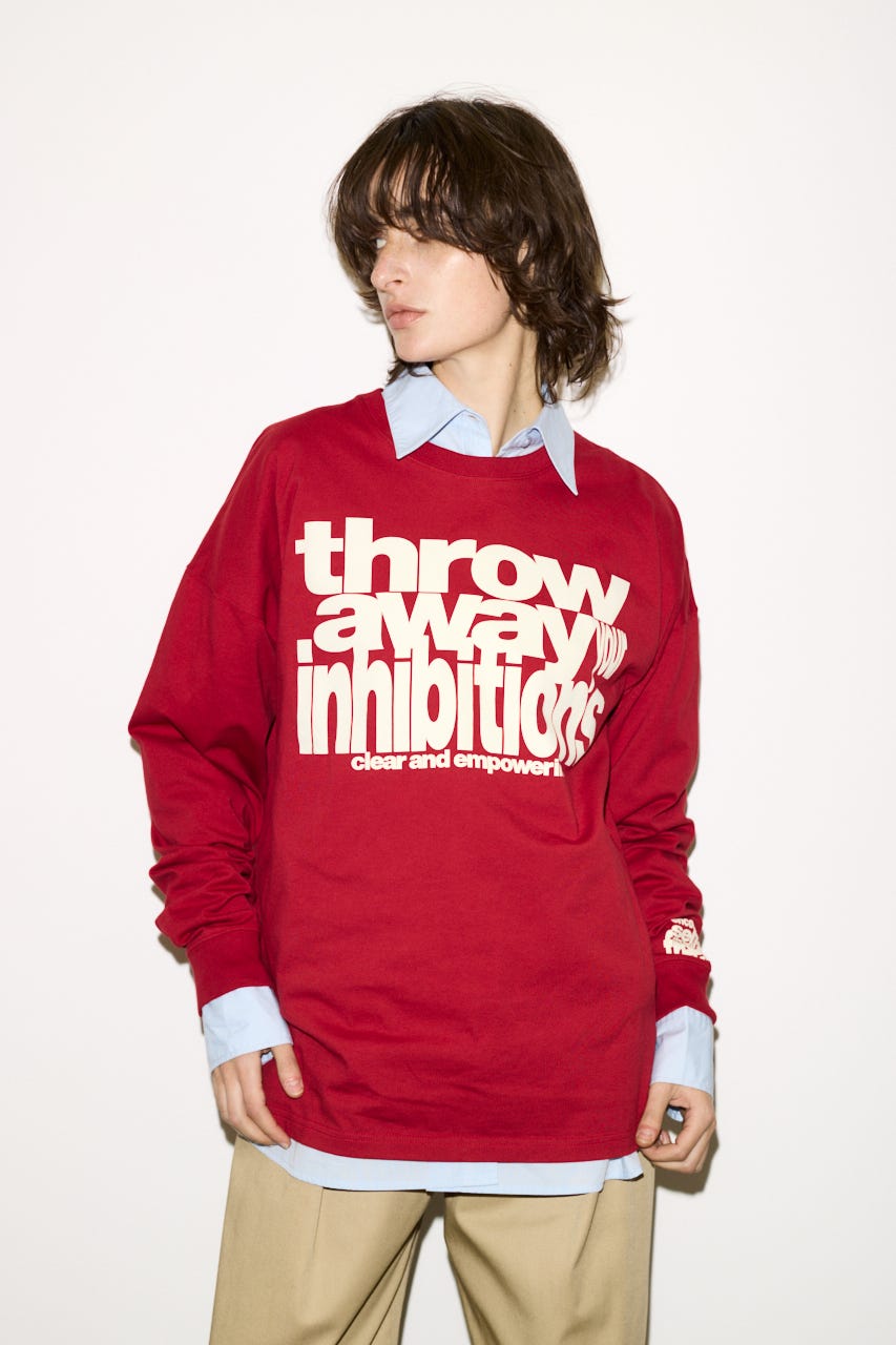 【THROW】ESQWE LOGO L／S トップス RED FREE