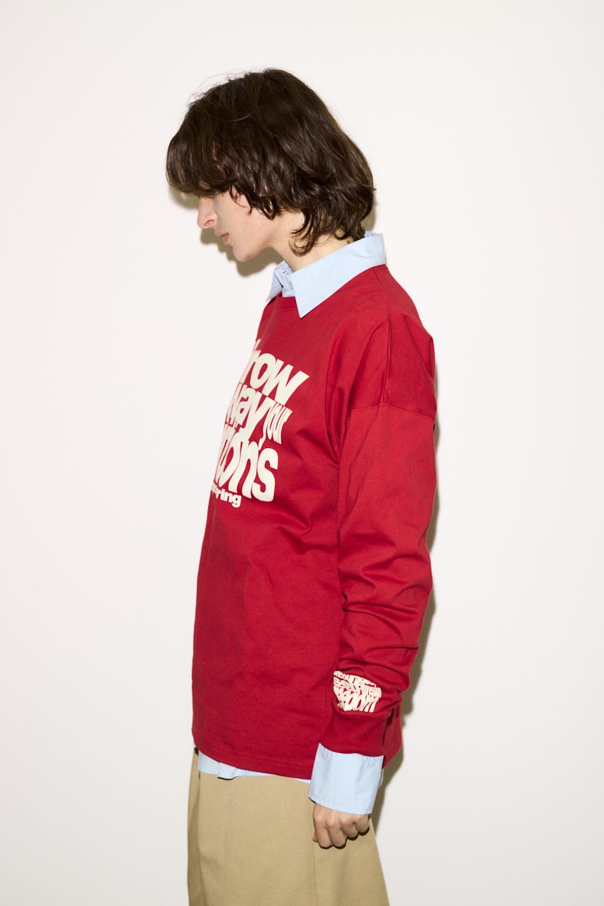 【THROW】ESQWE LOGO L／S トップス RED FREE