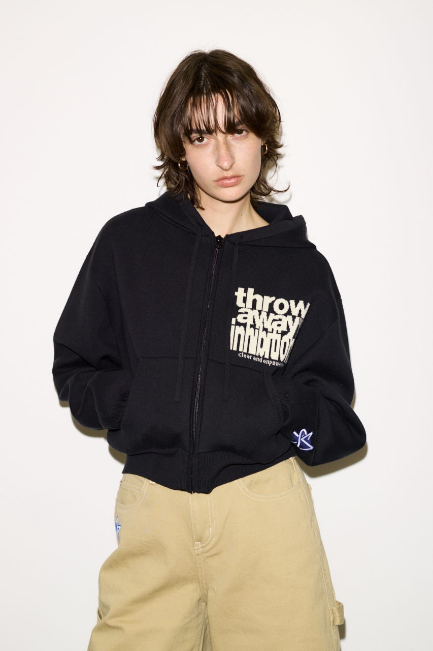 【THROW】ESQWE LOGO KNIT ZIP パーカー L/BLK FREE