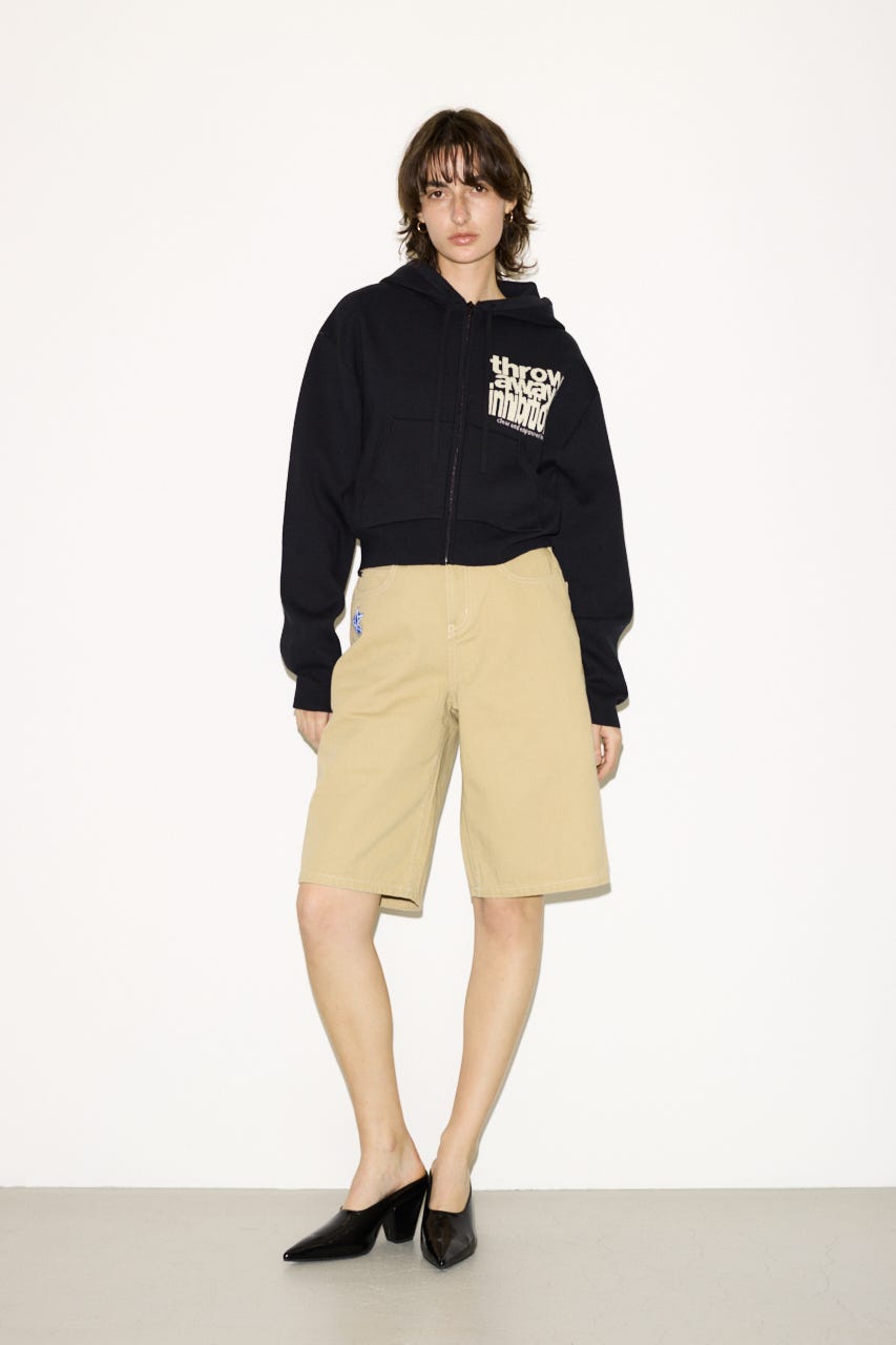 【THROW】ESQWE LOGO KNIT ZIP パーカー L/BLK FREE