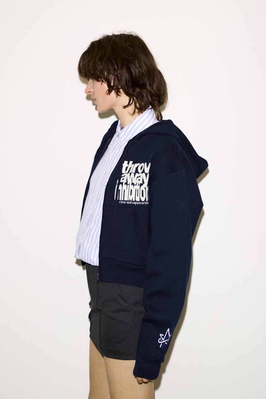 【THROW】ESQWE LOGO KNIT ZIP パーカー NVY FREE