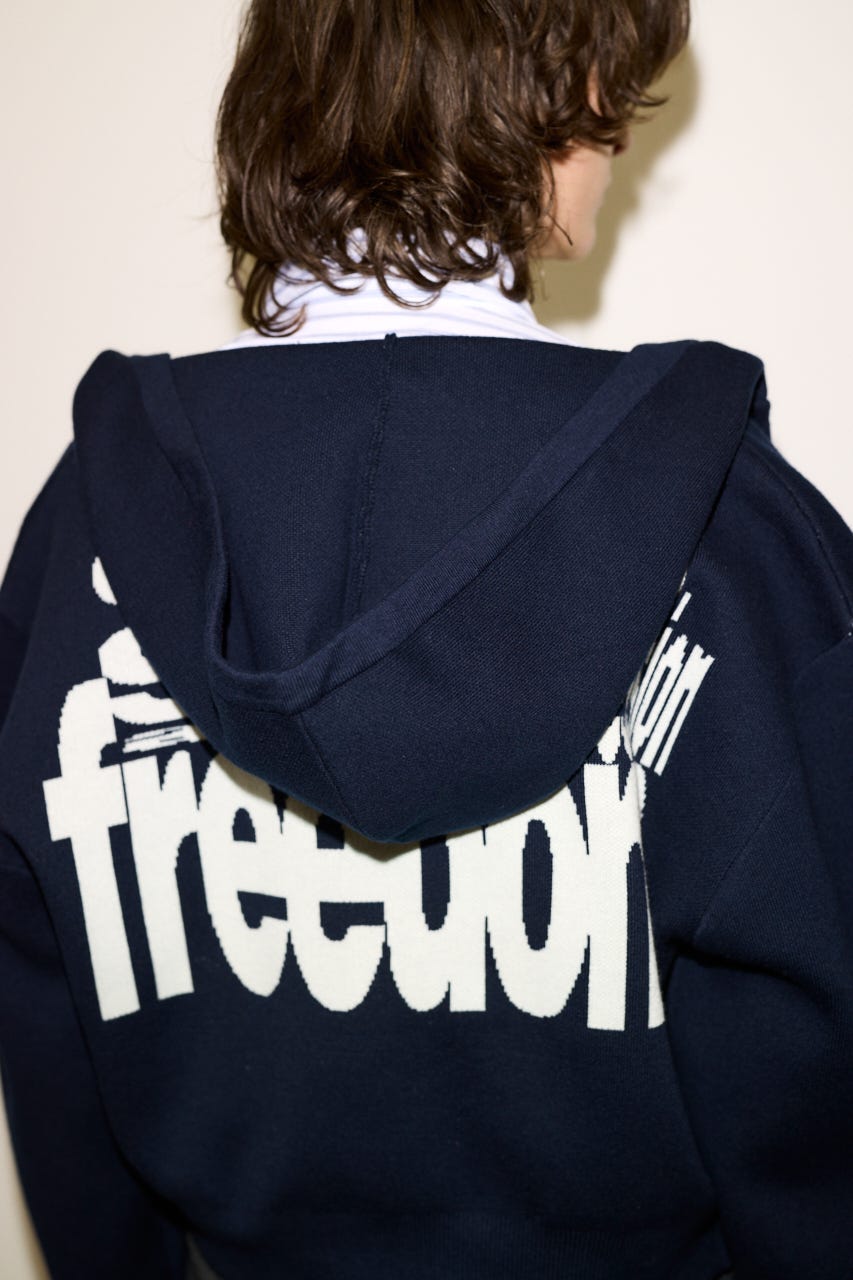 【THROW】ESQWE LOGO KNIT ZIP パーカー NVY FREE