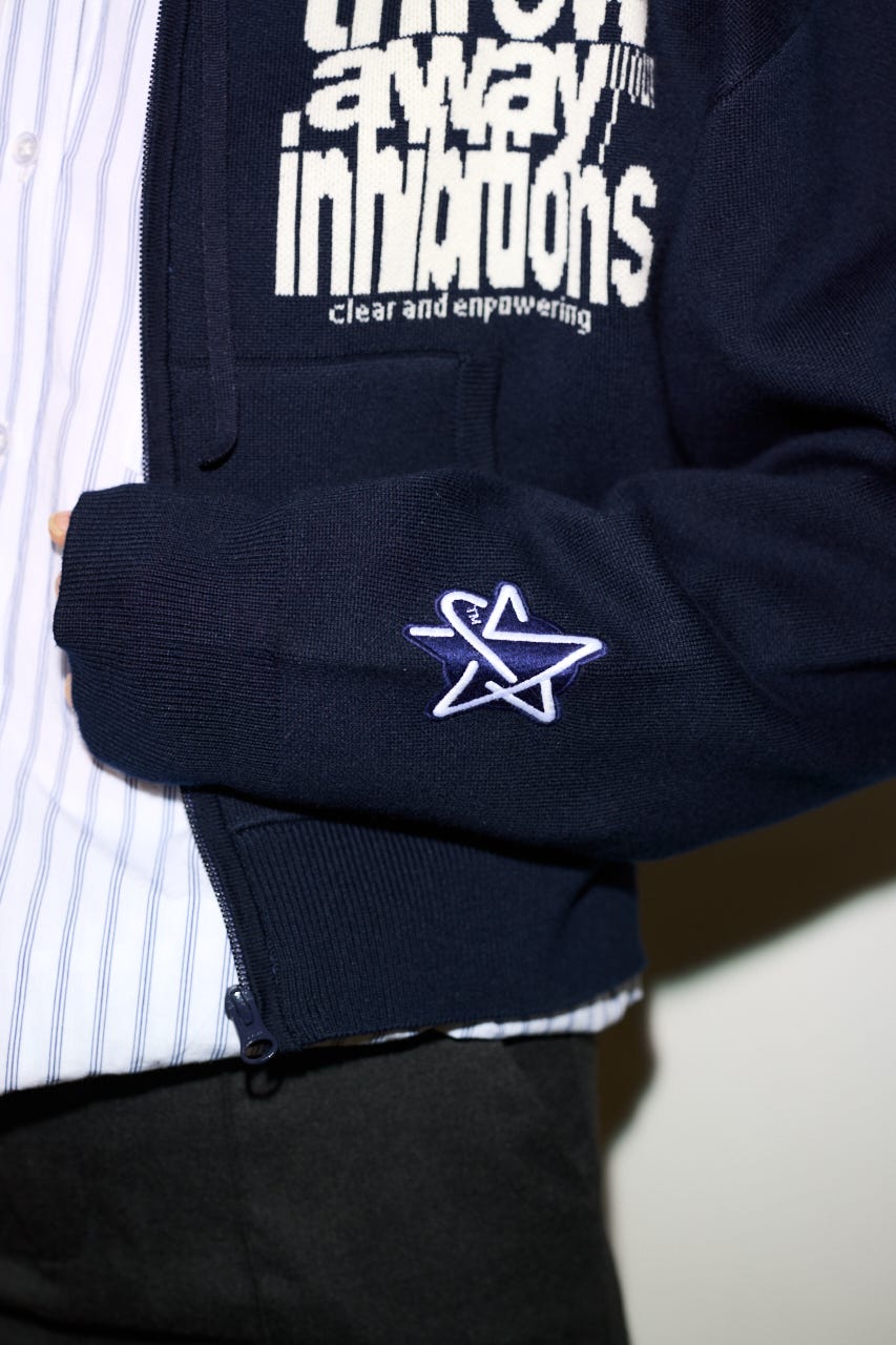 【THROW】ESQWE LOGO KNIT ZIP パーカー NVY FREE