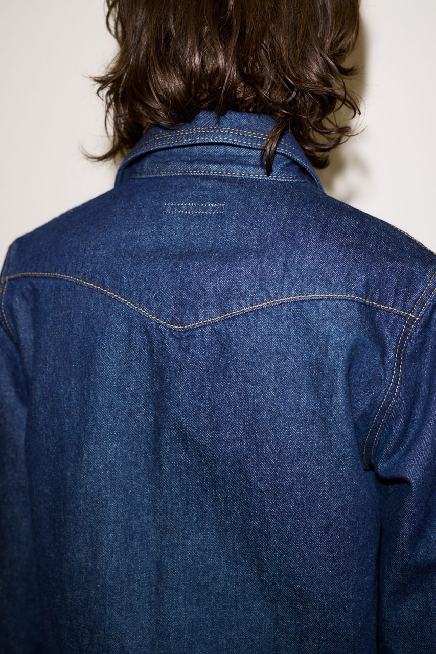 【THROW】PK LONG SLEEVE DENIM シャツ D/BLU FREE