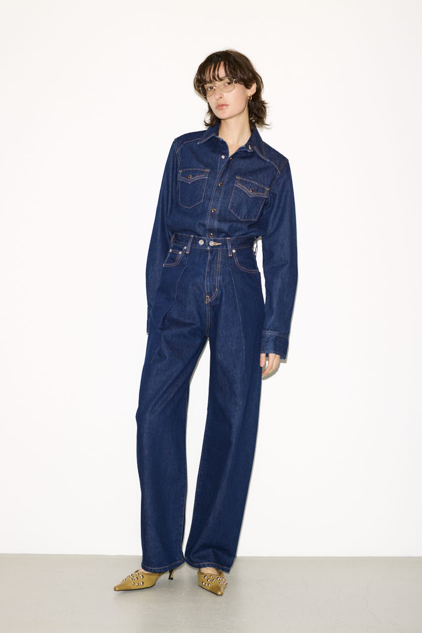 【THROW】PK LONG SLEEVE DENIM シャツ D/BLU FREE