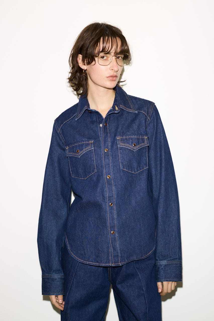 【THROW】PK LONG SLEEVE DENIM シャツ D/BLU FREE