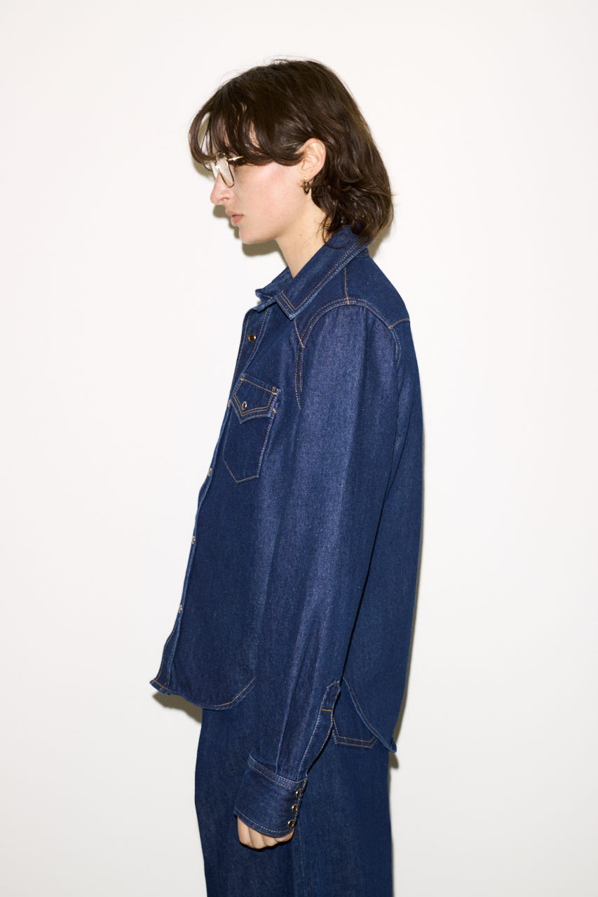 【THROW】PK LONG SLEEVE DENIM シャツ D/BLU FREE