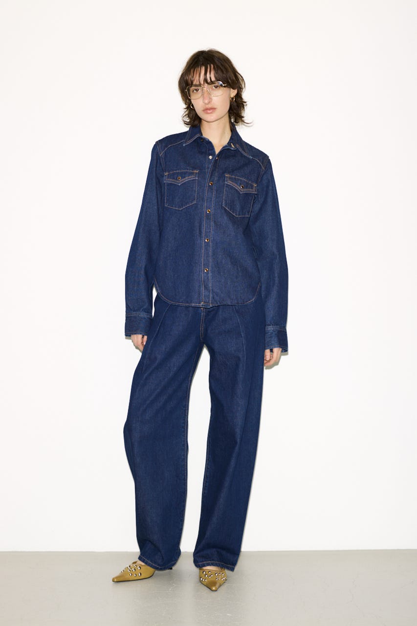 【THROW】PK LONG SLEEVE DENIM シャツ D/BLU FREE