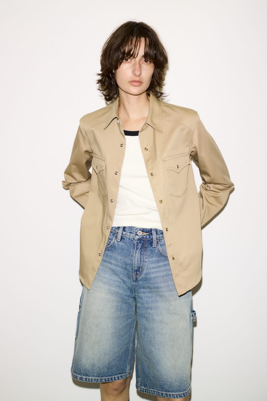 【THROW】PK LONG SLEEVE TWILL シャツ BEG FREE