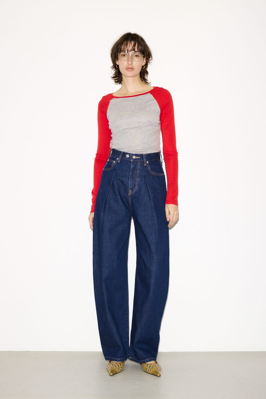 【THROW】FINE TOUCH RAGLAN L／S トップス RED FREE