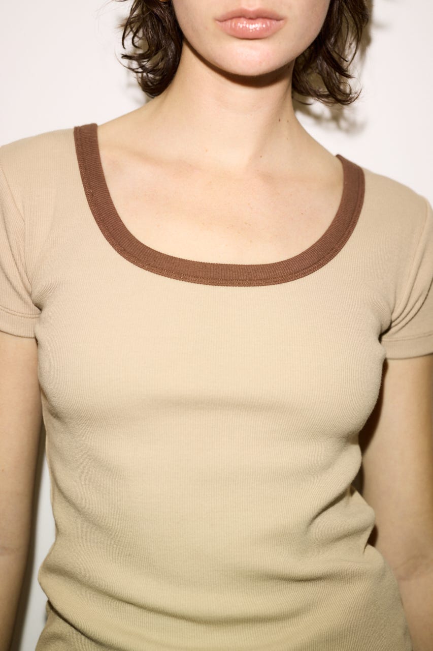 【THROW】RINGER Tシャツ BEG FREE