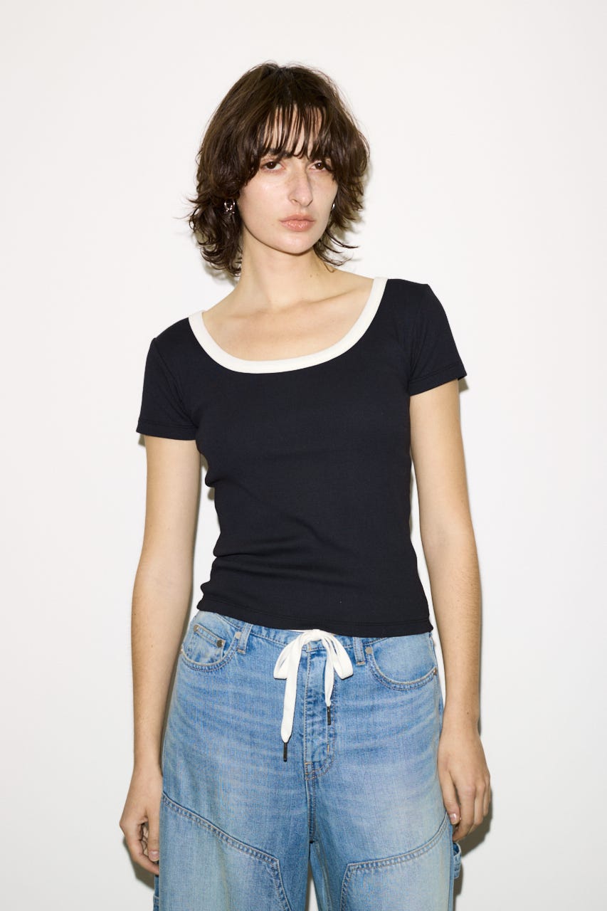 【THROW】RINGER Tシャツ BLK FREE