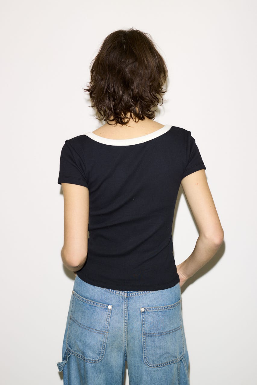 【THROW】RINGER Tシャツ BLK FREE