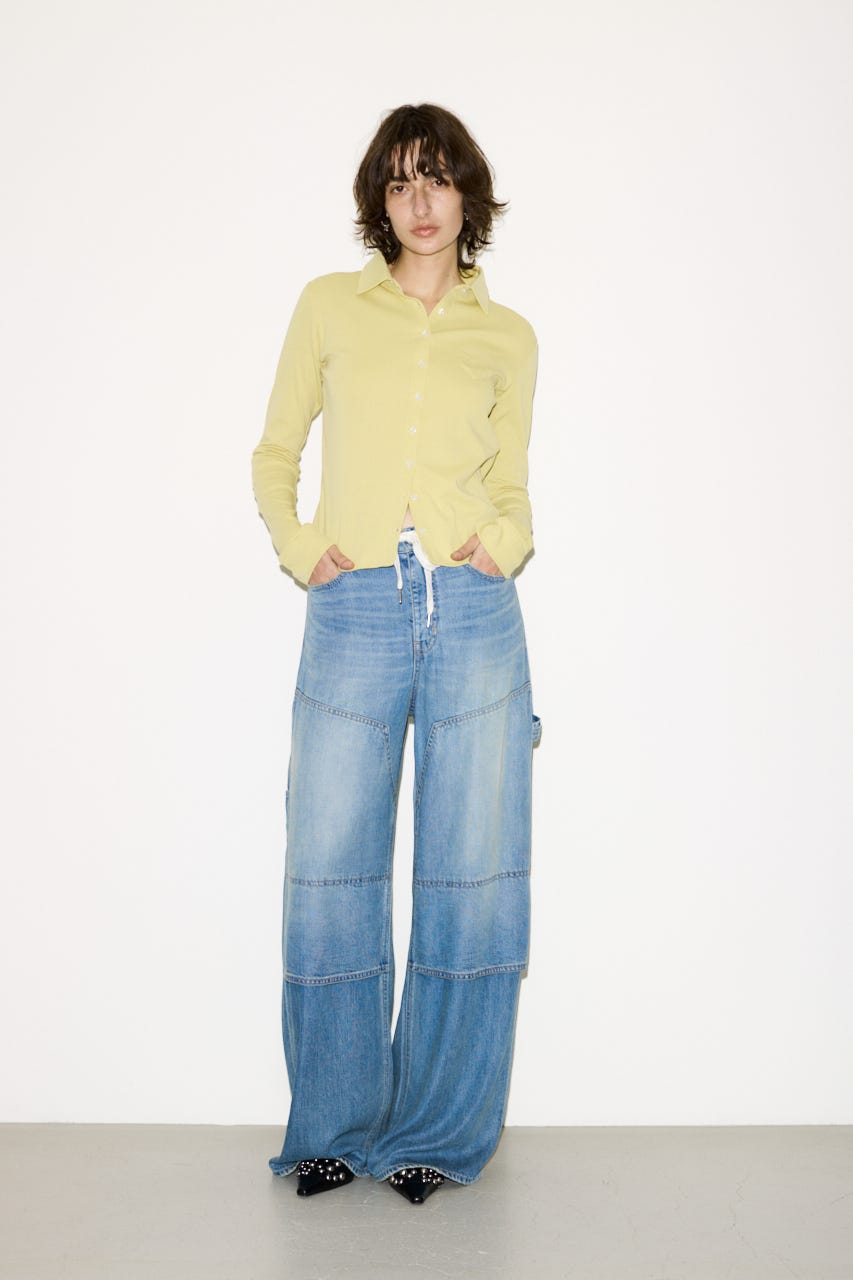 【THROW】COTTON FLYSE PK シャツ L/YEL FREE