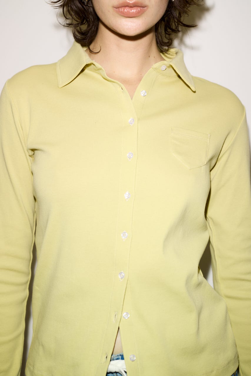 【THROW】COTTON FLYSE PK シャツ L/YEL FREE