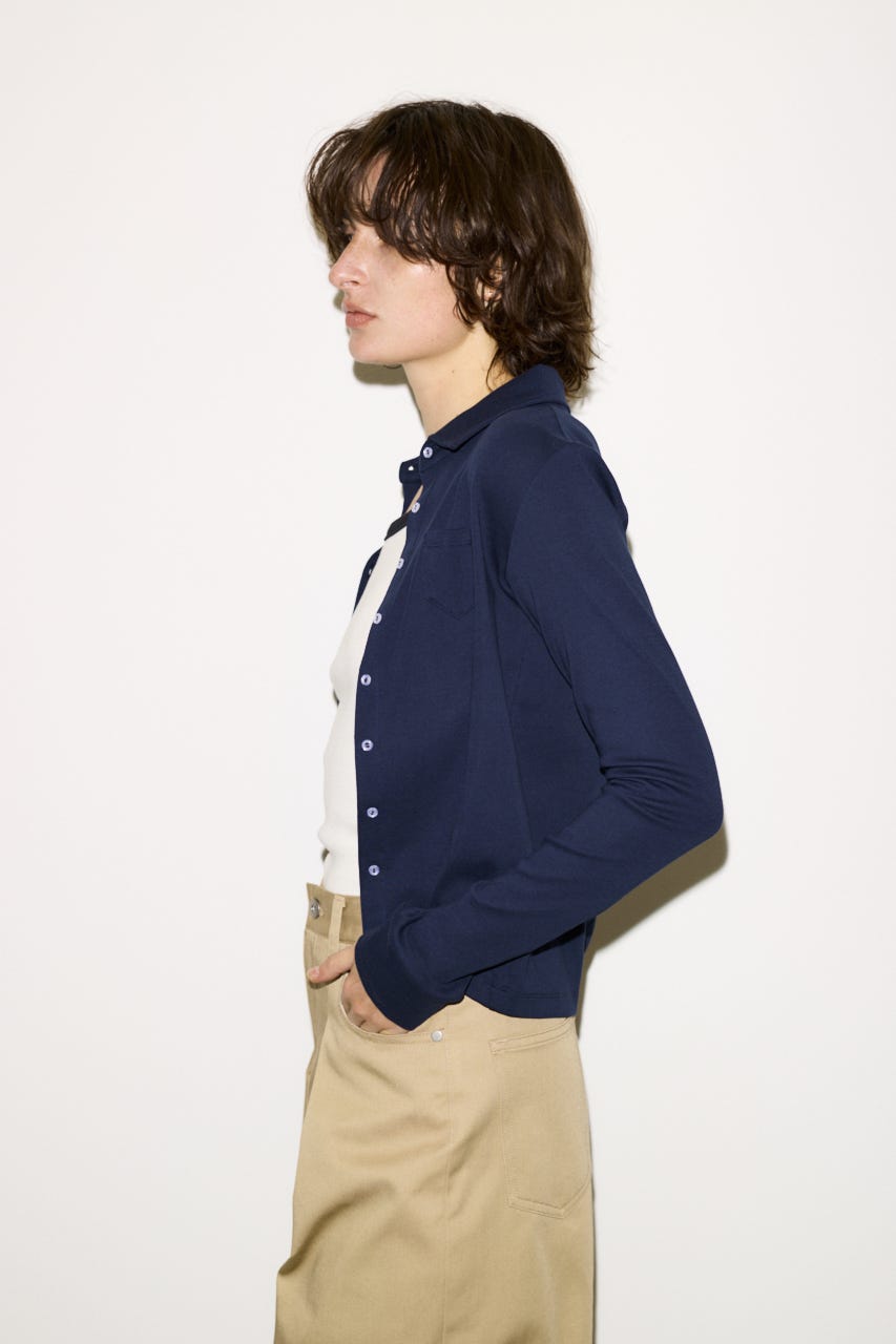 【THROW】COTTON FLYSE PK シャツ NVY FREE